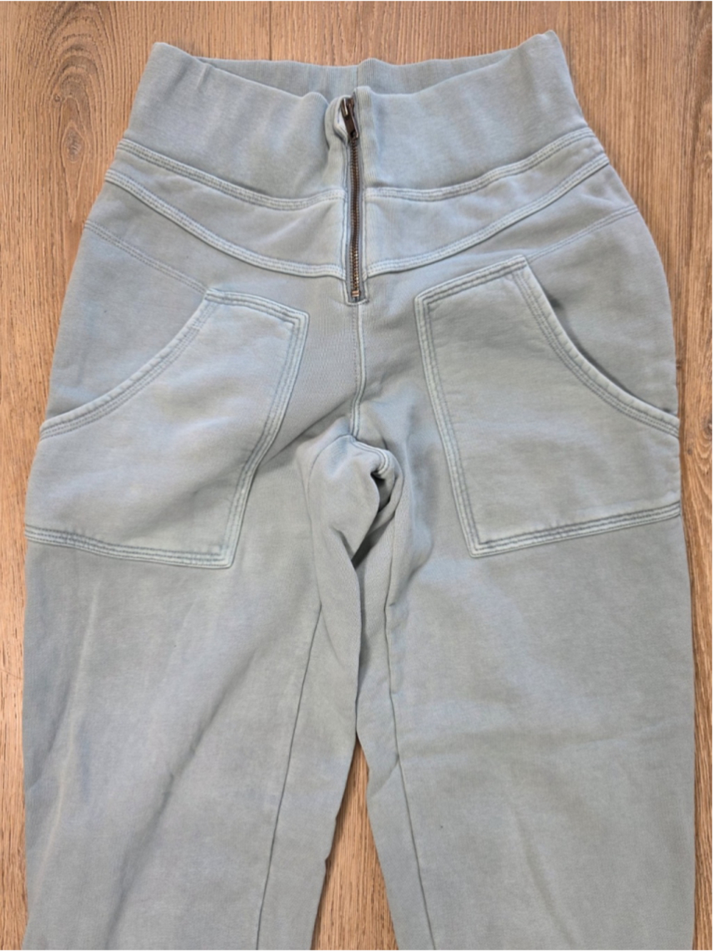 Free People FP Movement Jogger Pants XS Blue Zip Front High Rise Cotton Pocket - Picture 4 of 14